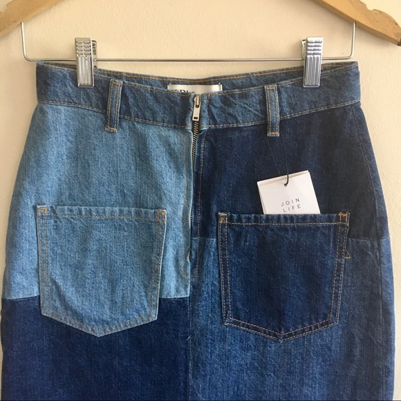 Zara Colourblock Denim Skirt - Picture 8 of 14